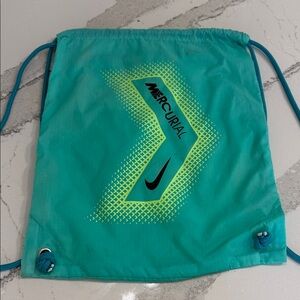 Nike Teal and Neon Green Mercurial Drawstring Bag